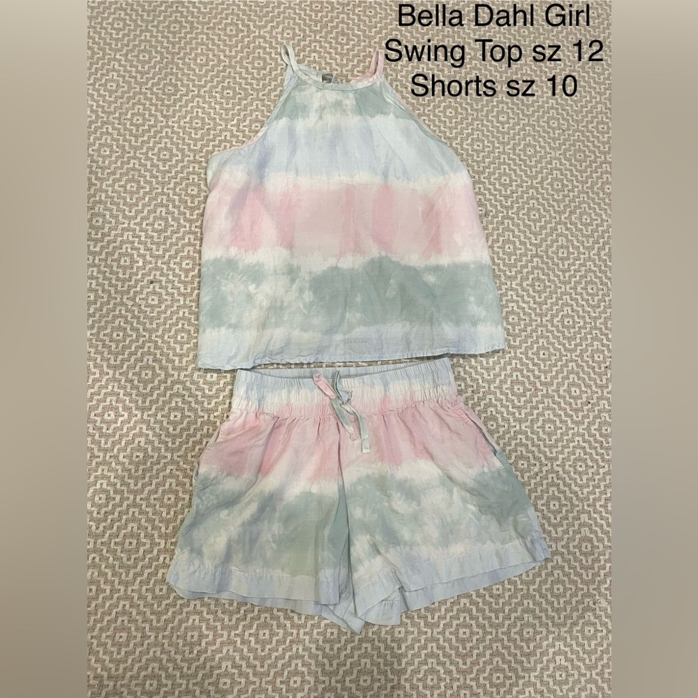 Bella Dahl Girls Tie-Dye Swing Top and Shorts Set in Pink, Blue, Green